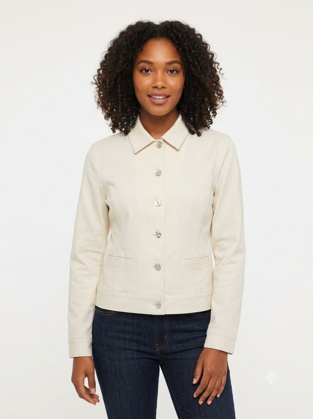 Tommy Bahama Silk Jacket Women's S 4/6 Cream Stretch Button Front Pocket Classic